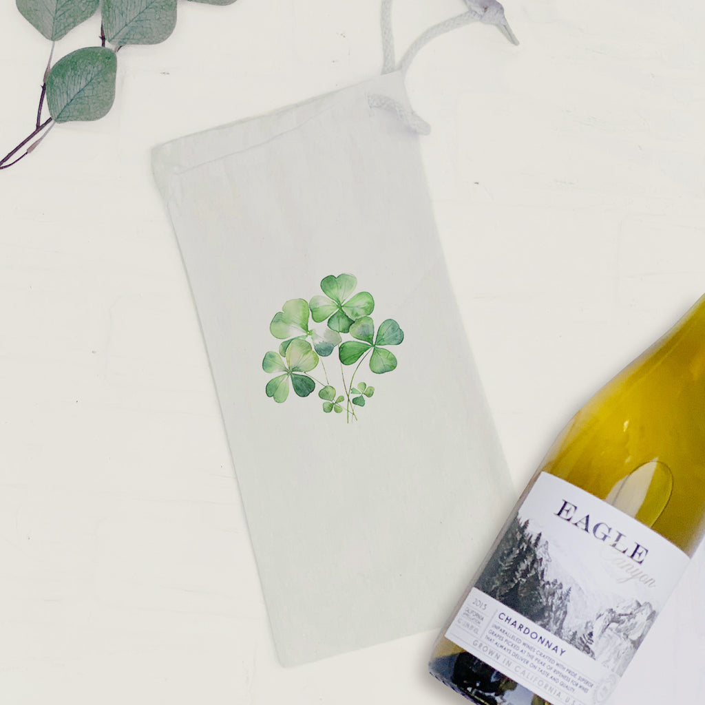 Shamrock Bunch - St. Patrick's Day Canvas Wine Bag
