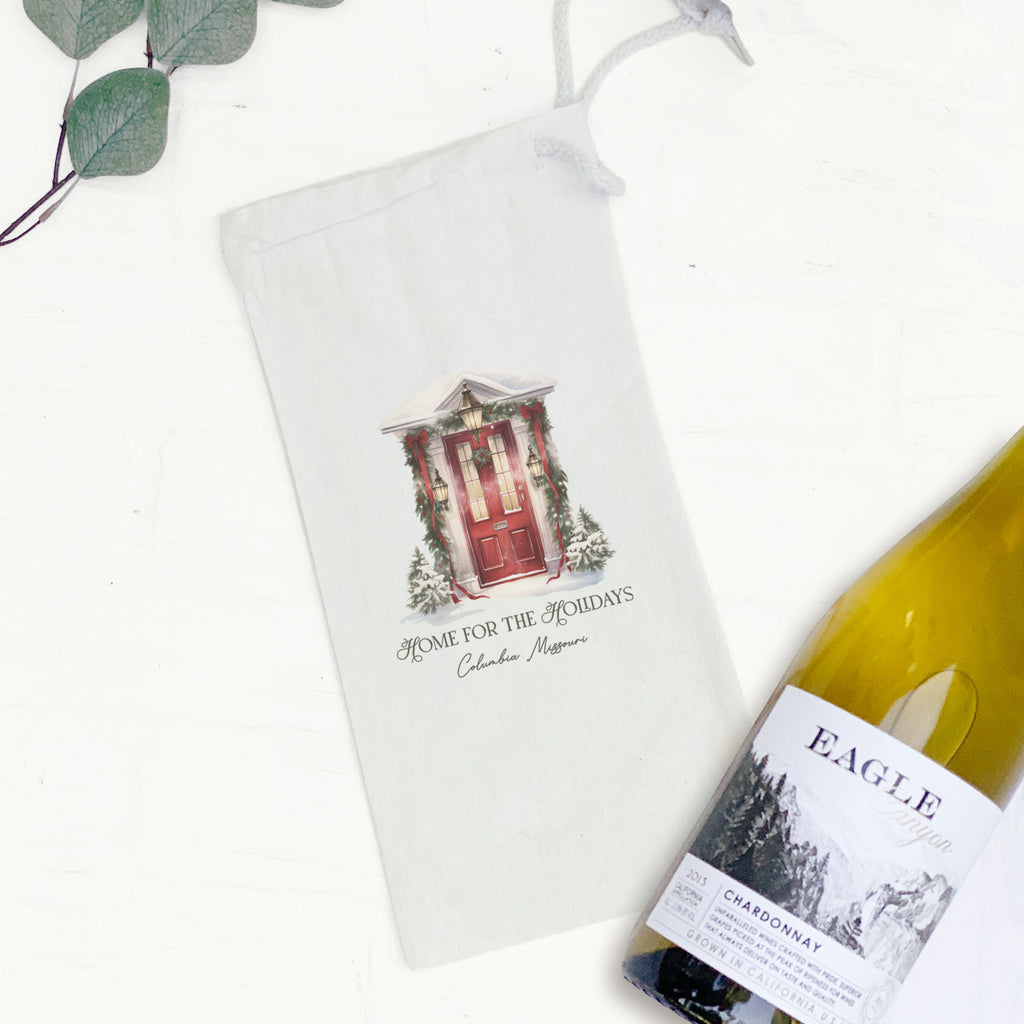 Home for the Holidays - Custom Canvas Wine Bag