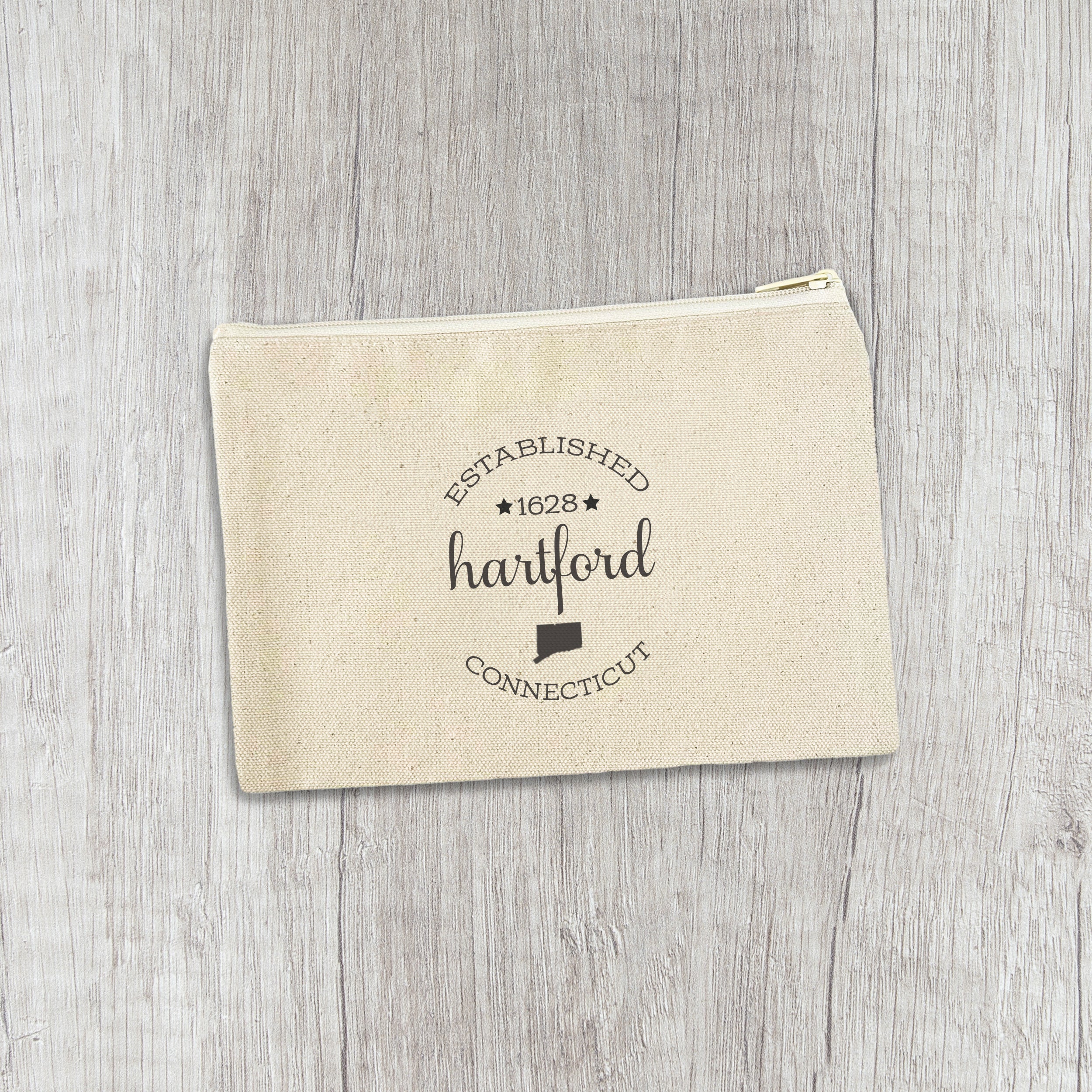 Circle Est, City, State - Custom Canvas Zipper Pouch