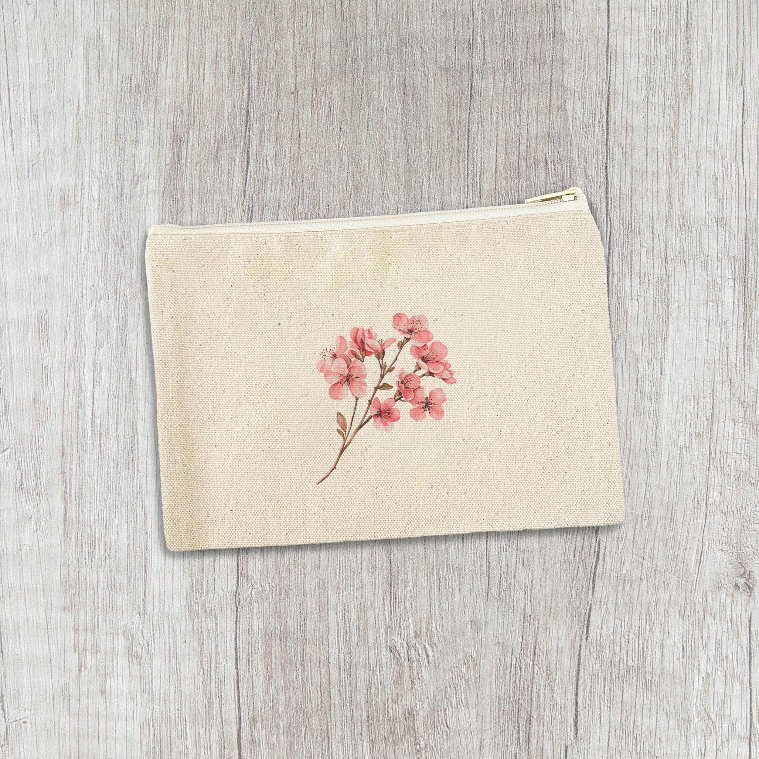 Cherry Blossom Stem - Canvas Zipper Pouch