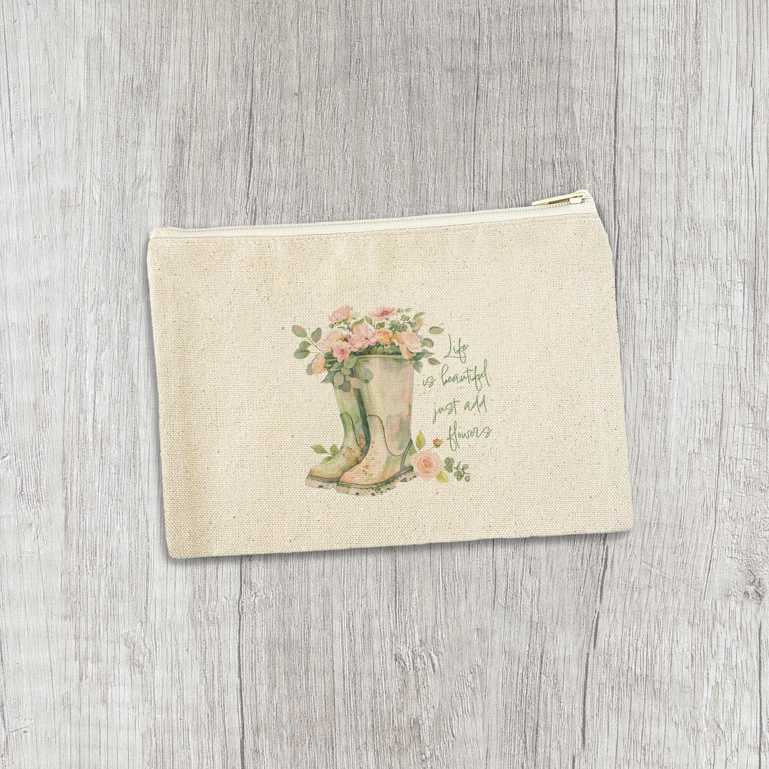 Life is Beautiful - Canvas Zipper Pouch