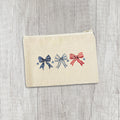 Red, White and Bows - Patriotic Canvas Zipper Pouch