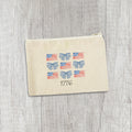 Watercolor Flags & Bows - Patriotic Canvas Zipper Pouch