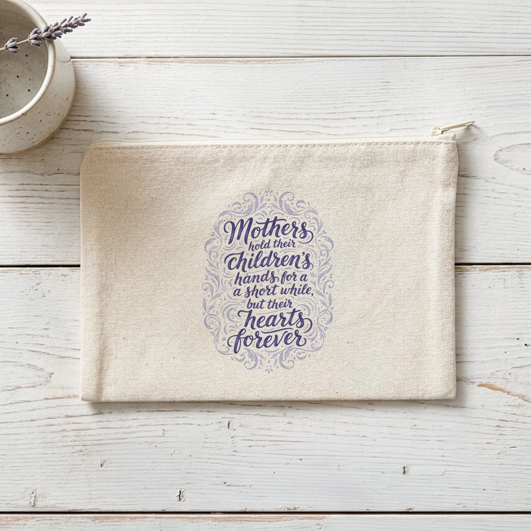 Mothers Hold Hands - Canvas Zipper Pouch
