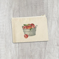 Bucket of Red Apples - Canvas Zipper Pouch