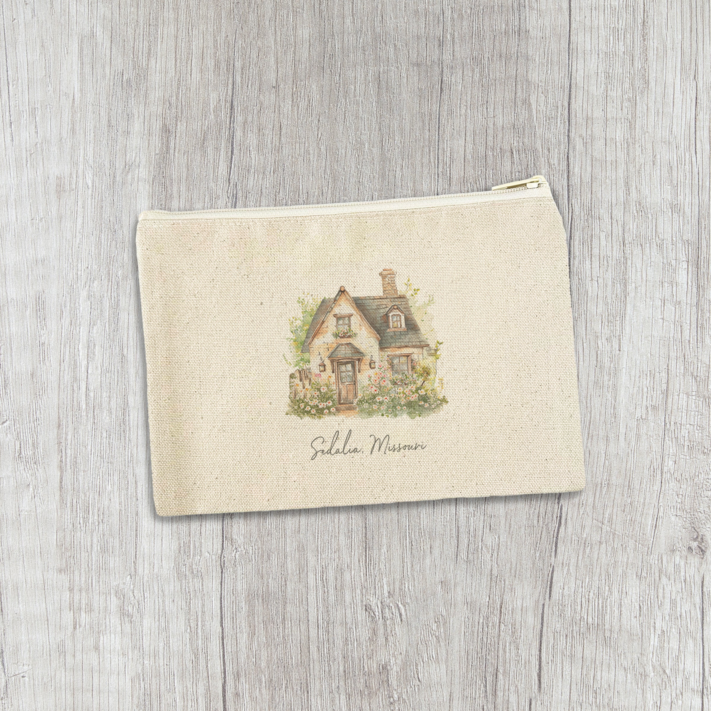 Spring Cottage - Custom Canvas Zipper Pouch