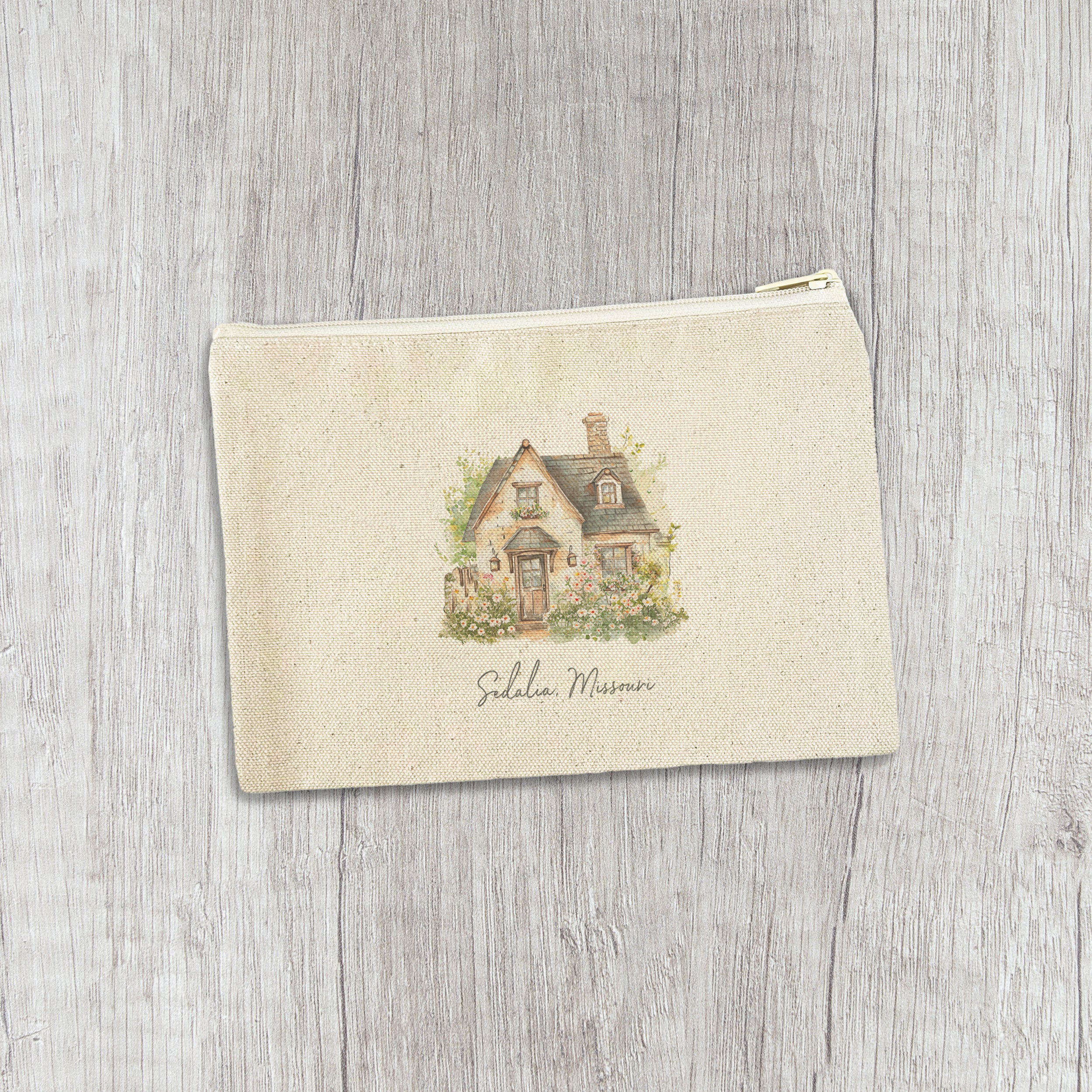 Spring Cottage - Custom Canvas Zipper Pouch