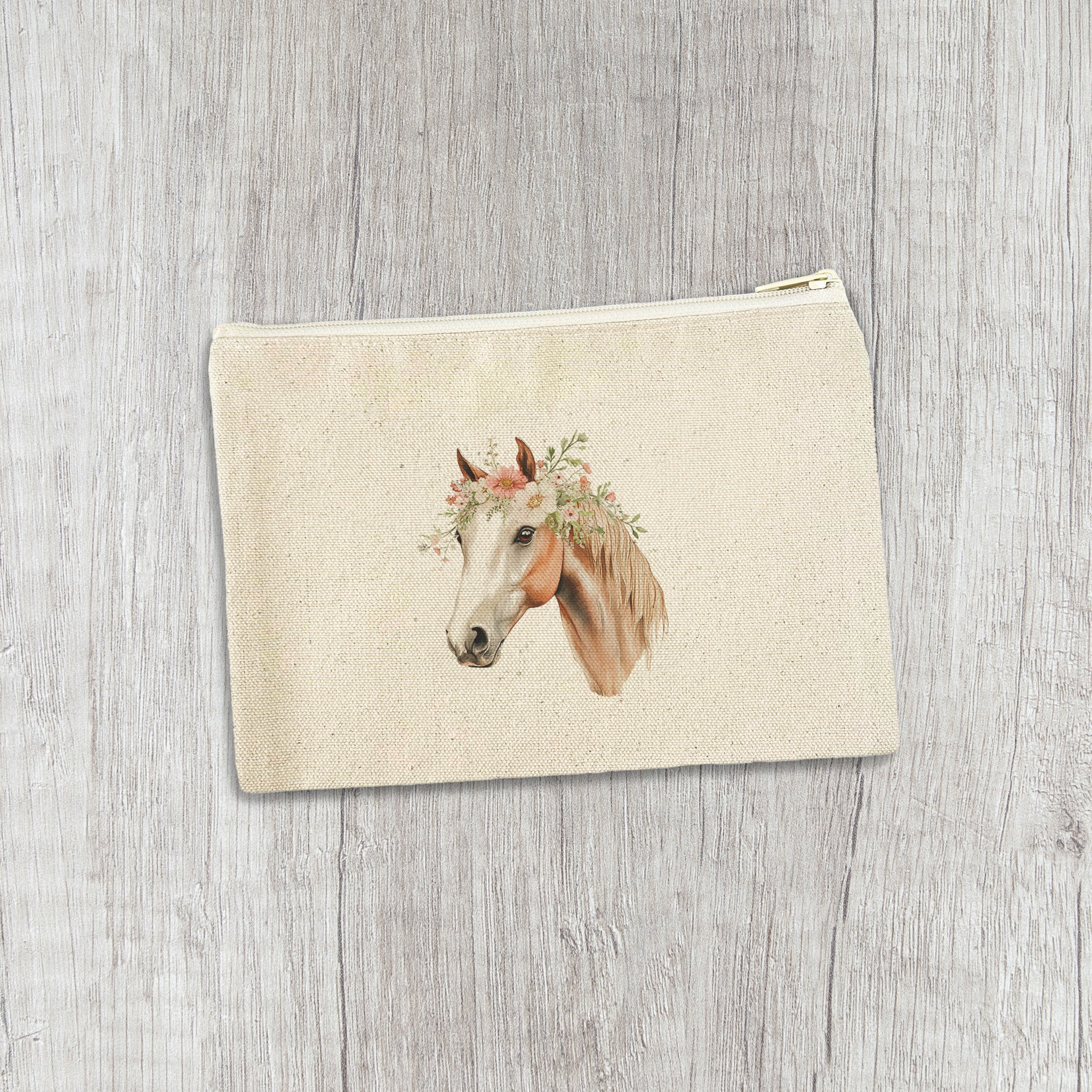 Floral Mare - Canvas Zipper Pouch