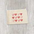 Row of Hearts - Valentine's Day Canvas Zipper Pouch
