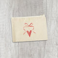Ribbon Heart - Valentine's Day Canvas Zipper Pouch