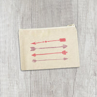 Watercolor Arrows - Valentine's Day Canvas Zipper Pouch