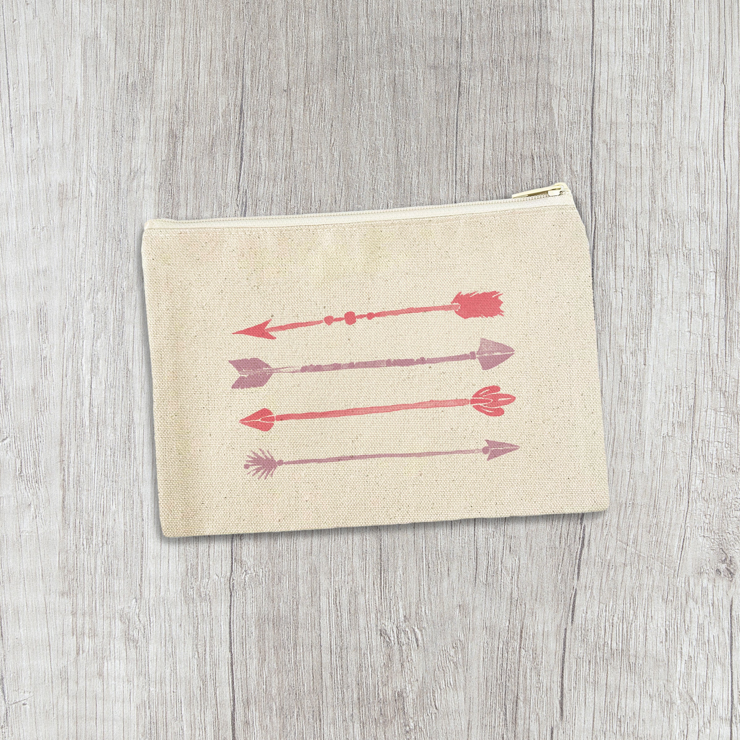 Watercolor Arrows - Valentine's Day Canvas Zipper Pouch