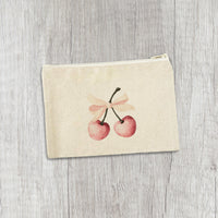 Cherries with a Bow - Valentine's Day Canvas Zipper Pouch