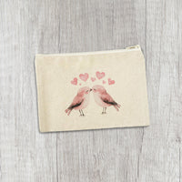 Love Birds - Valentine's Day Canvas Zipper Pouch