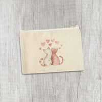 Valentine Cats - Valentine's Day Canvas Zipper Pouch