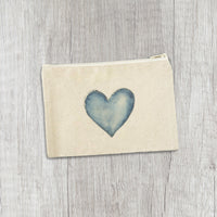 Denim Heart - Valentine's Day Canvas Zipper Pouch