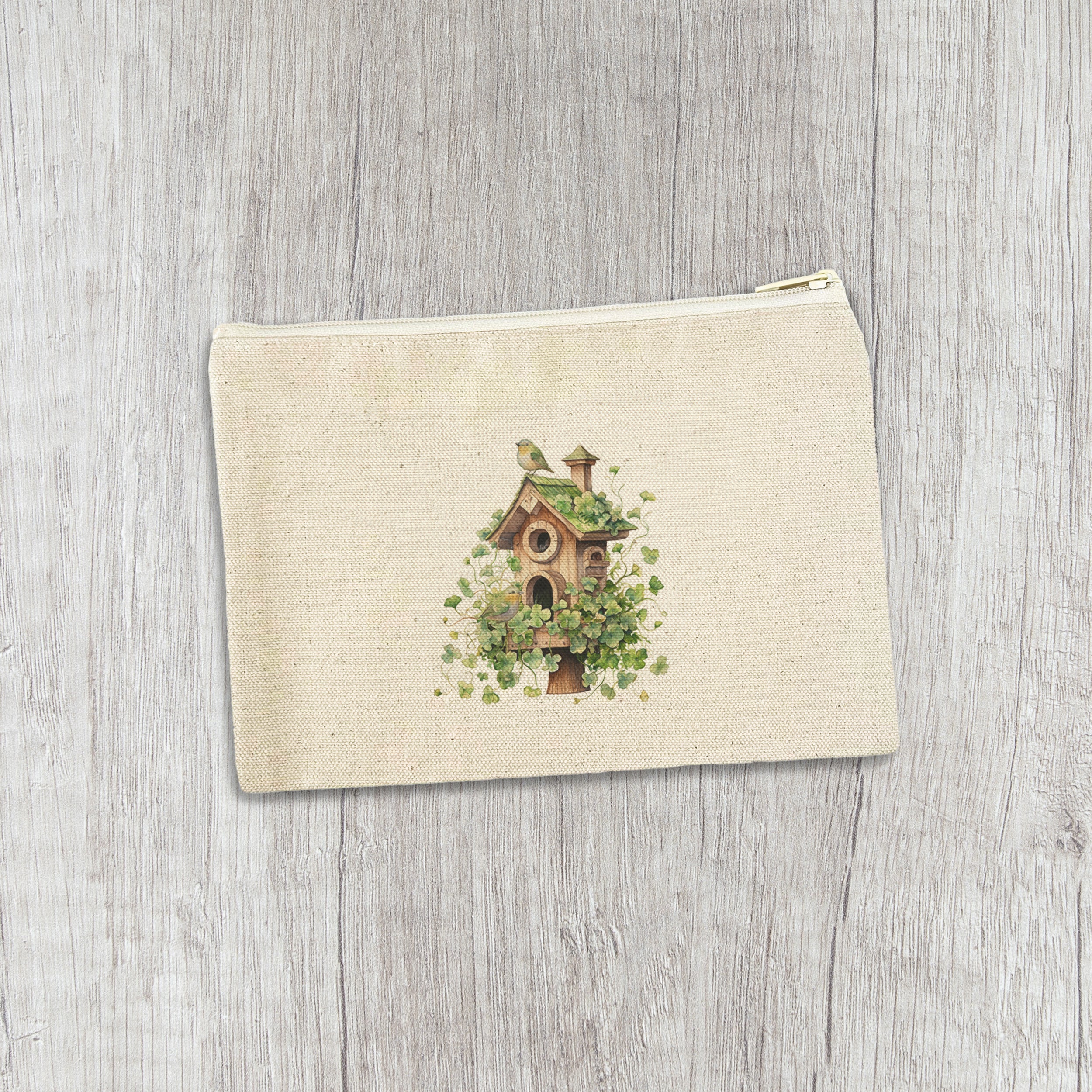 Clover Bird House - St. Patrick's Day Canvas Zipper Pouch