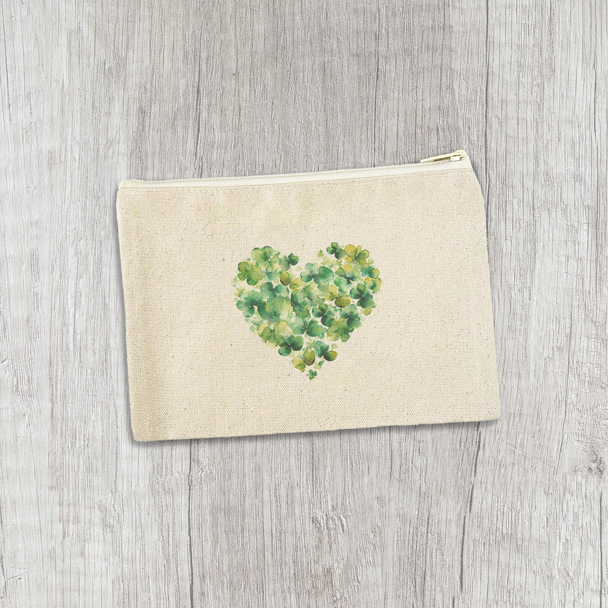Clover Heart - St. Patrick's Day Canvas Zipper Pouch
