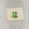 Leprechaun Hat with Shamrock - St. Patrick's Day Canvas Zipper Pouch