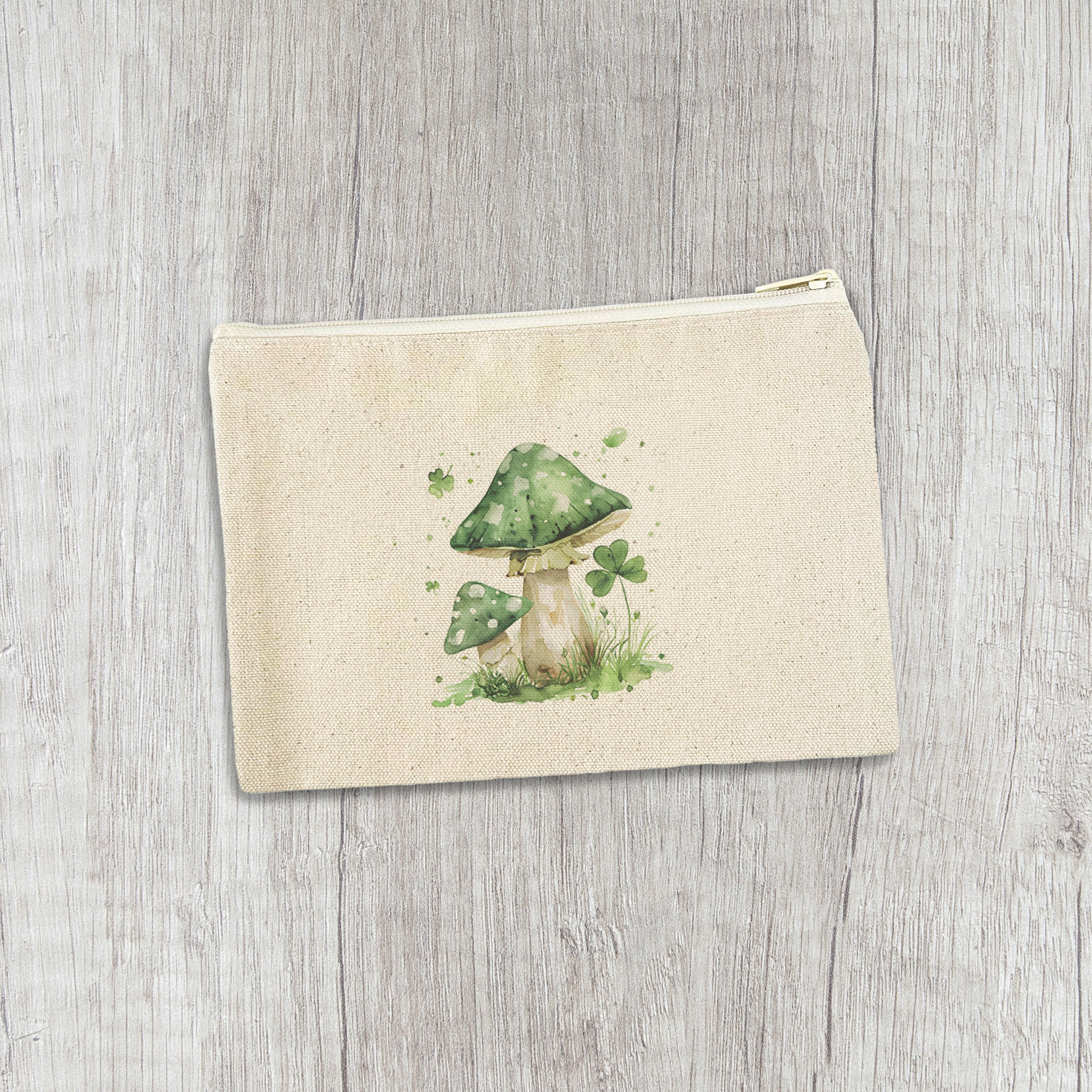 Lucky Mushrooms - St. Patrick's Day Canvas Zipper Pouch