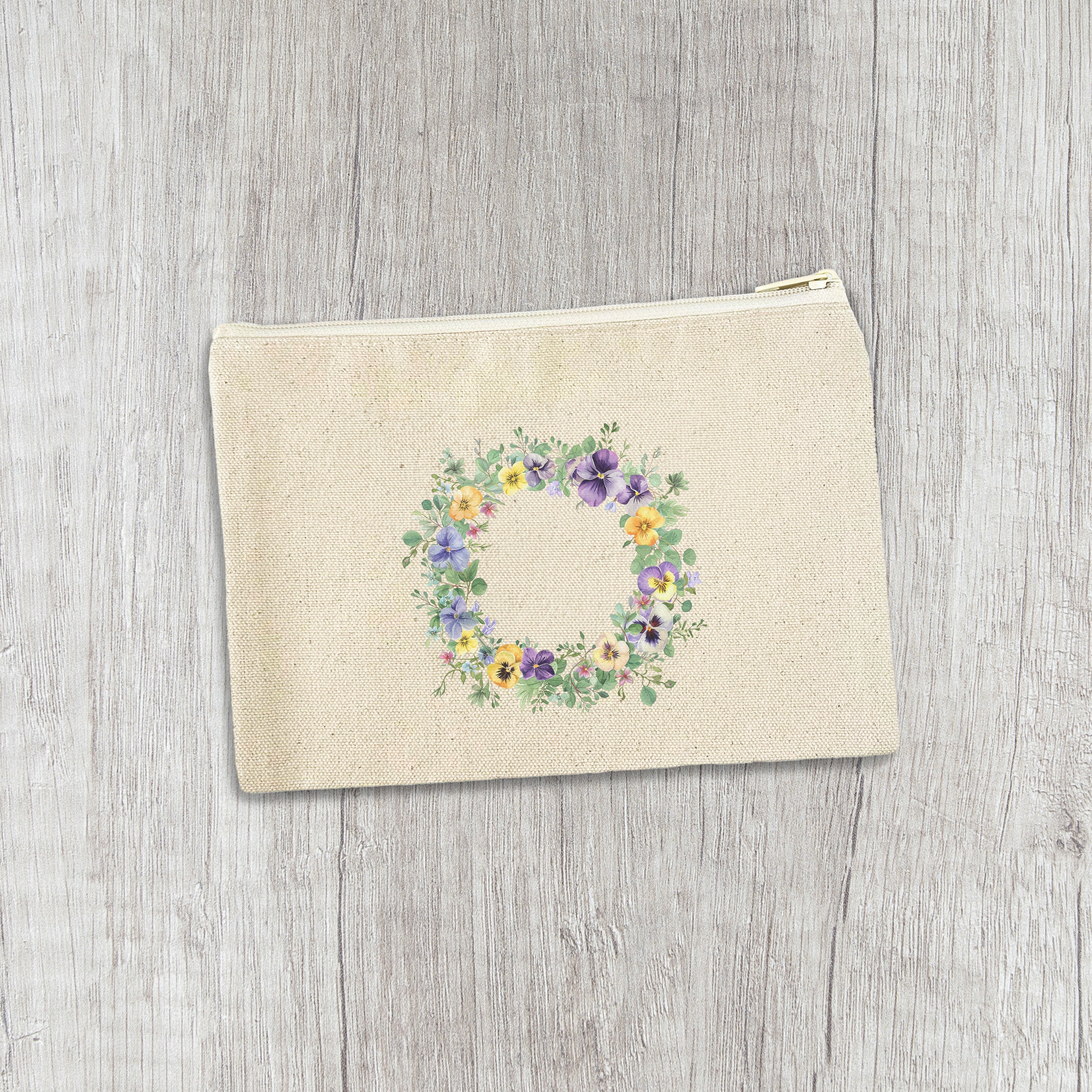 Spring Pansy Wreath - Spring Canvas Zipper Pouch