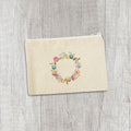 Tulips and Speckled Egg Wreath - Easter Canvas Zipper Pouch