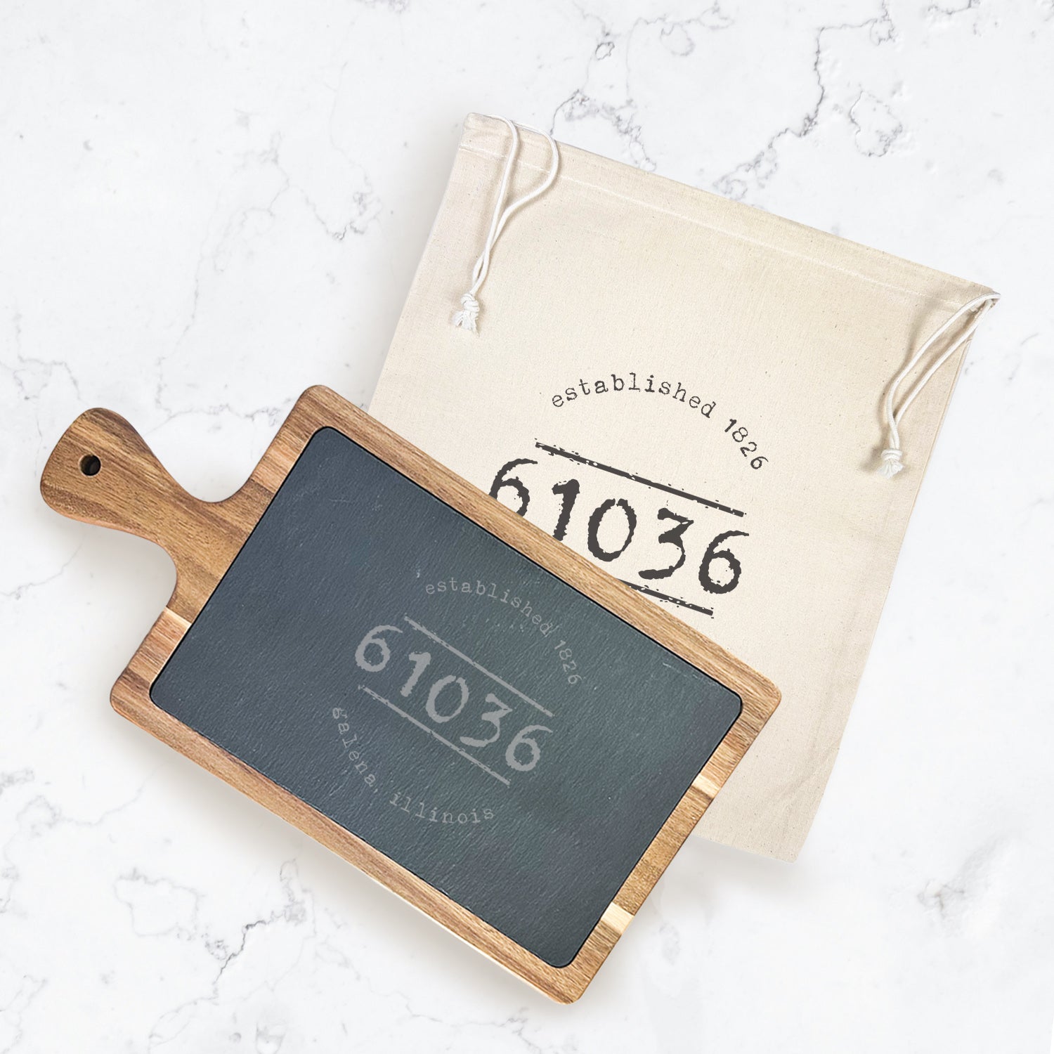 Established City and State - Custom Slate Board w/ Dust Sleeve