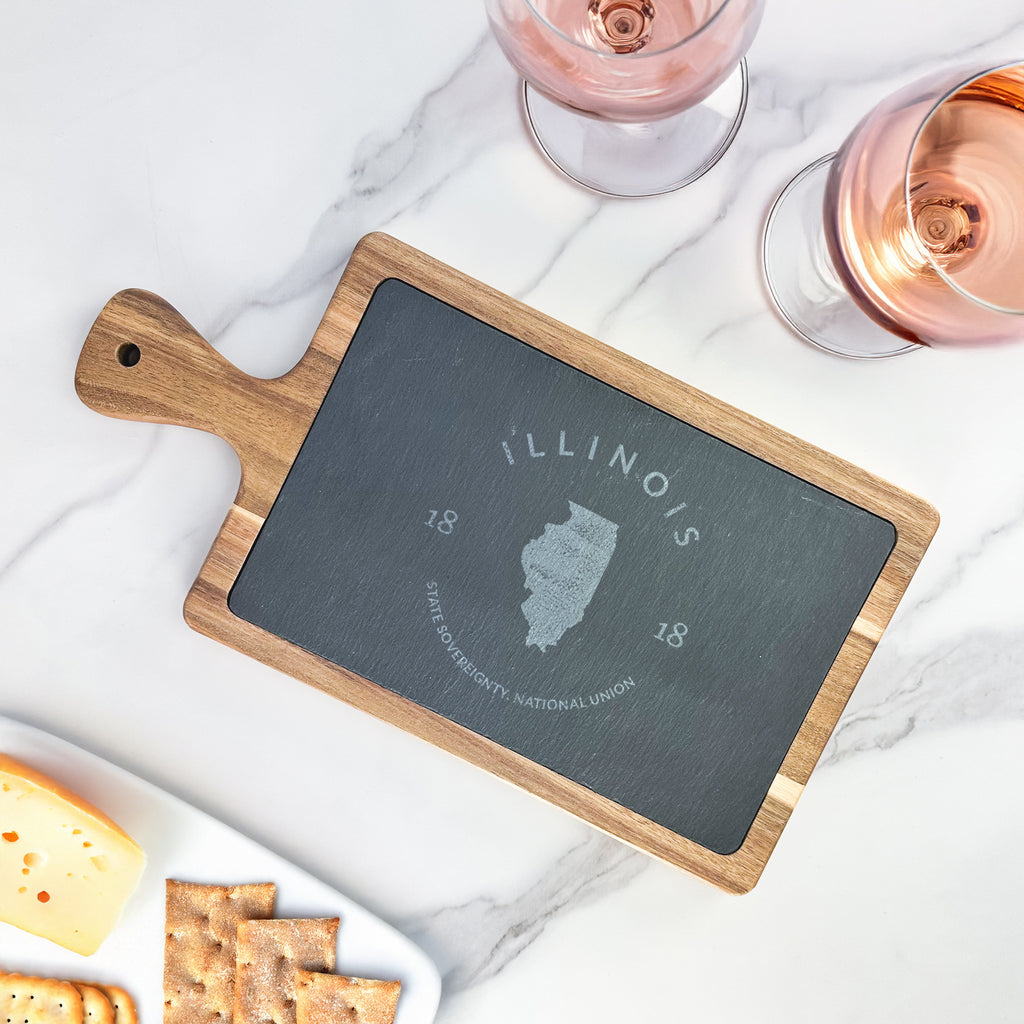 State Badge & Motto - Custom Slate Serving Board
