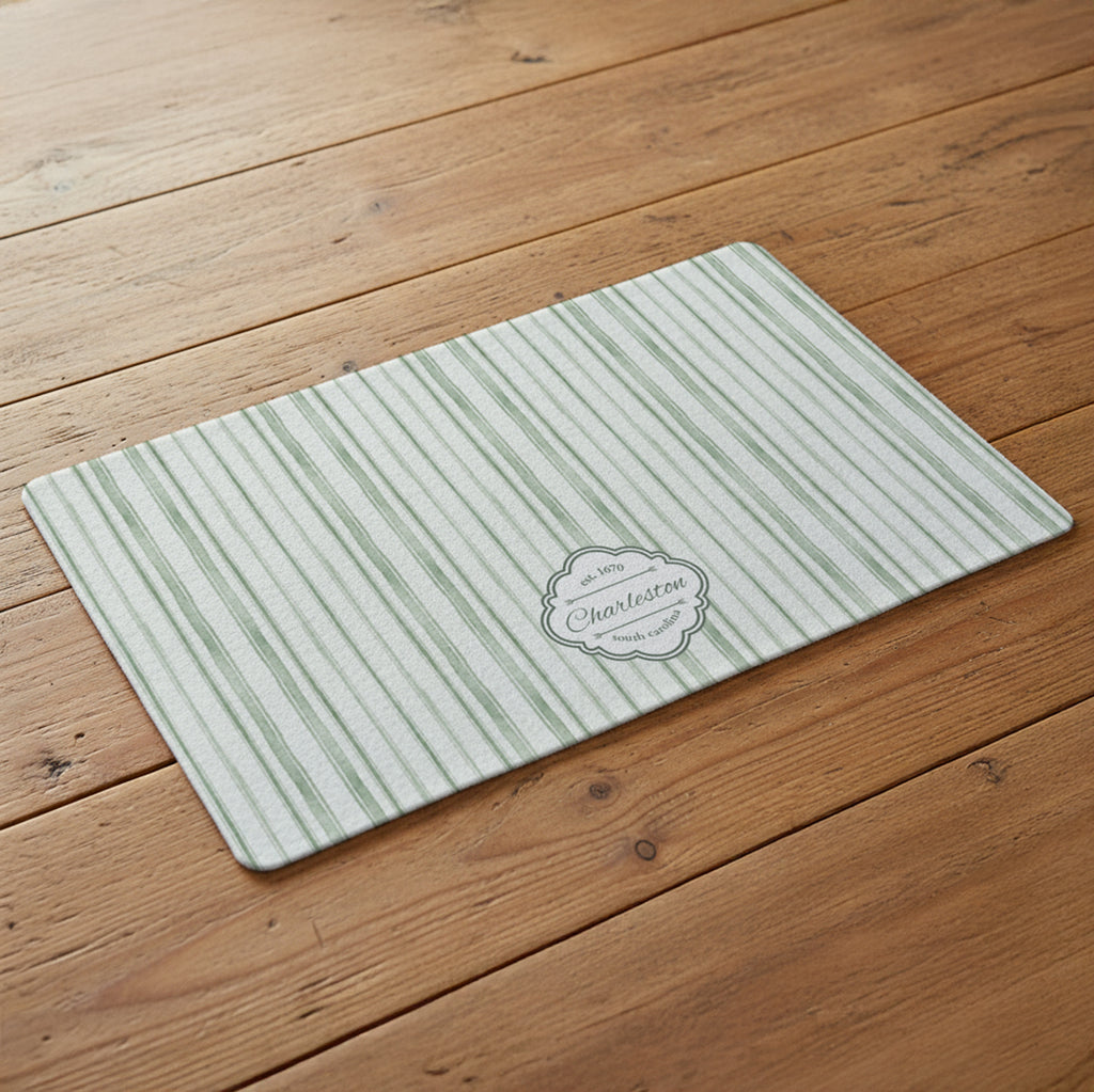 Green Spring Pinstripes - Custom Decorative Table Mat