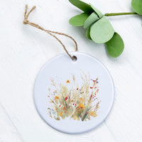 Watercolor Bird and Wildflowers - Ornament