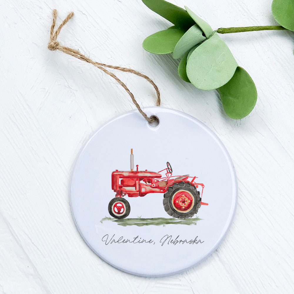 Watercolor Tractor - Custom Ornament