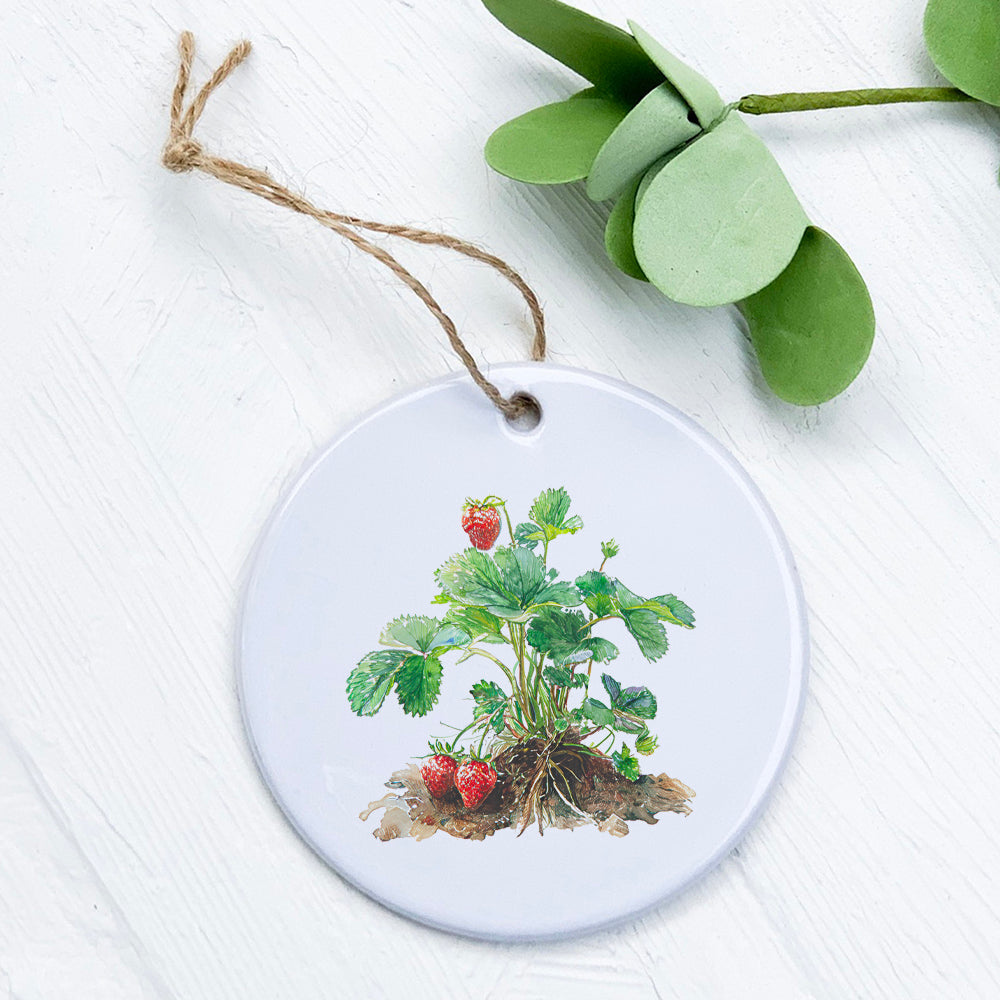 Watercolor Strawberry Plant - Ornament