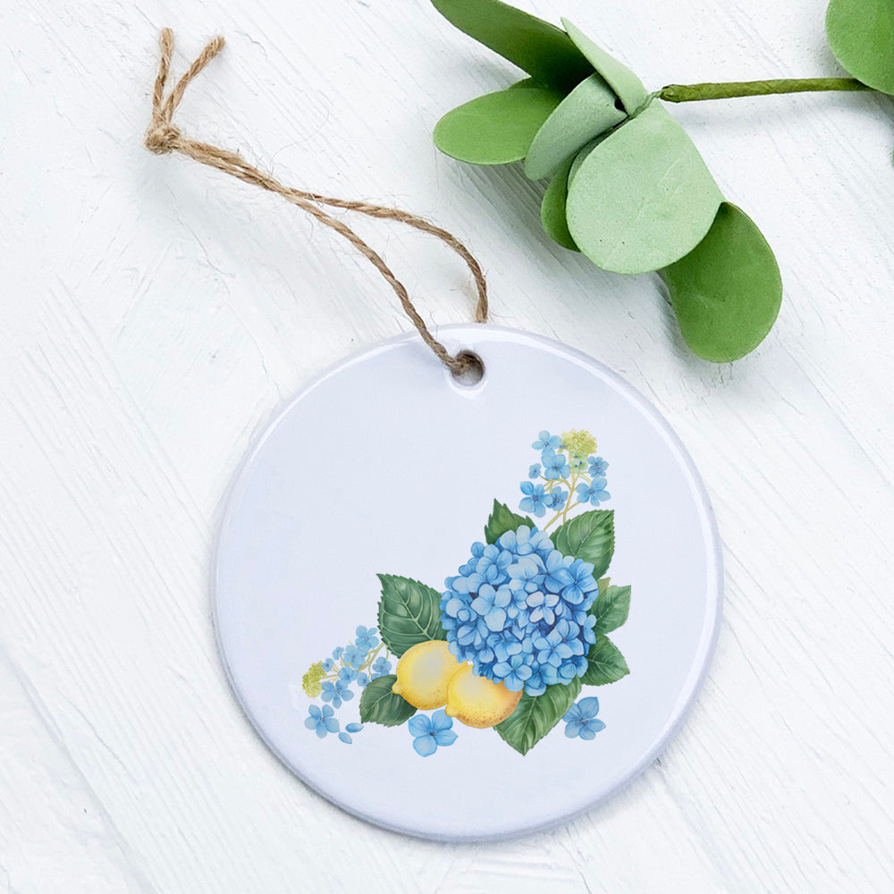 Hydrangeas and Lemons - Summer Ornament