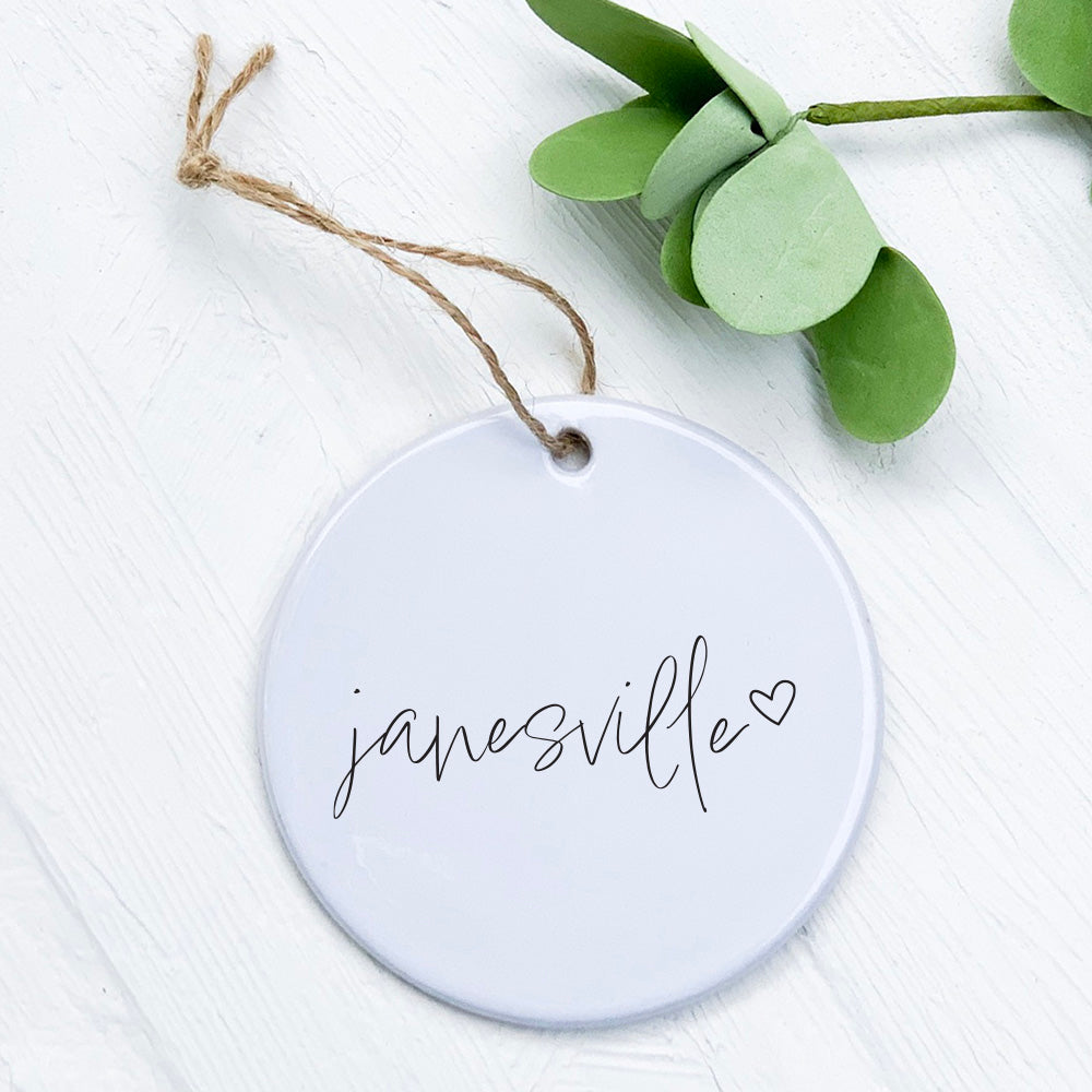 Cursive Heart - Custom Ornament
