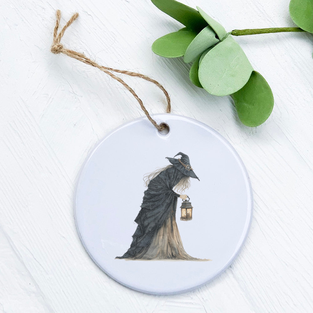 Witch and Lantern - Halloween Ornament