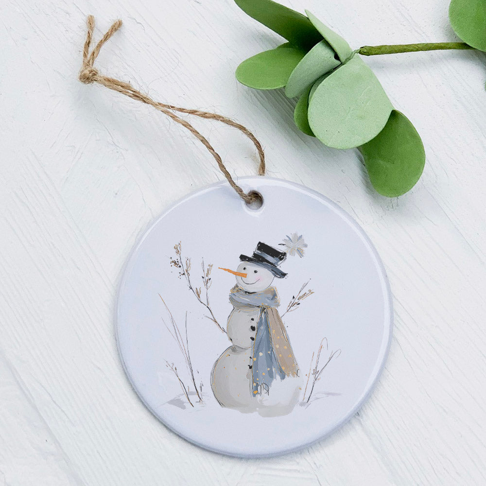 Blue Winter Snowman - Ornament