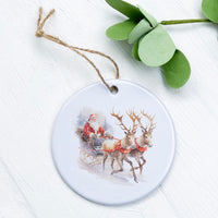 Santa and Reindeer Sleigh - Ornament