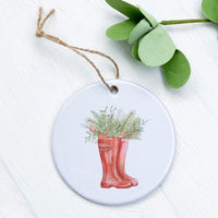 Winter Rain Boots and Foliage - Ornament