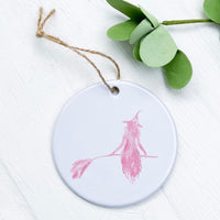 Pink Witch Silhouette - Ornament