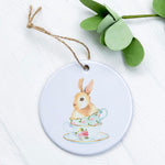 Watercolor Bunny Teacup - Ornament