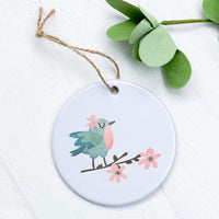 Bird on Floral Branch - Ornament