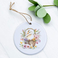 Duckling in Flower Basket - Ornament