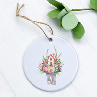 Floral Pail Fairy House - Ornament