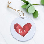 Watercolor Love Heart Red - Ornament