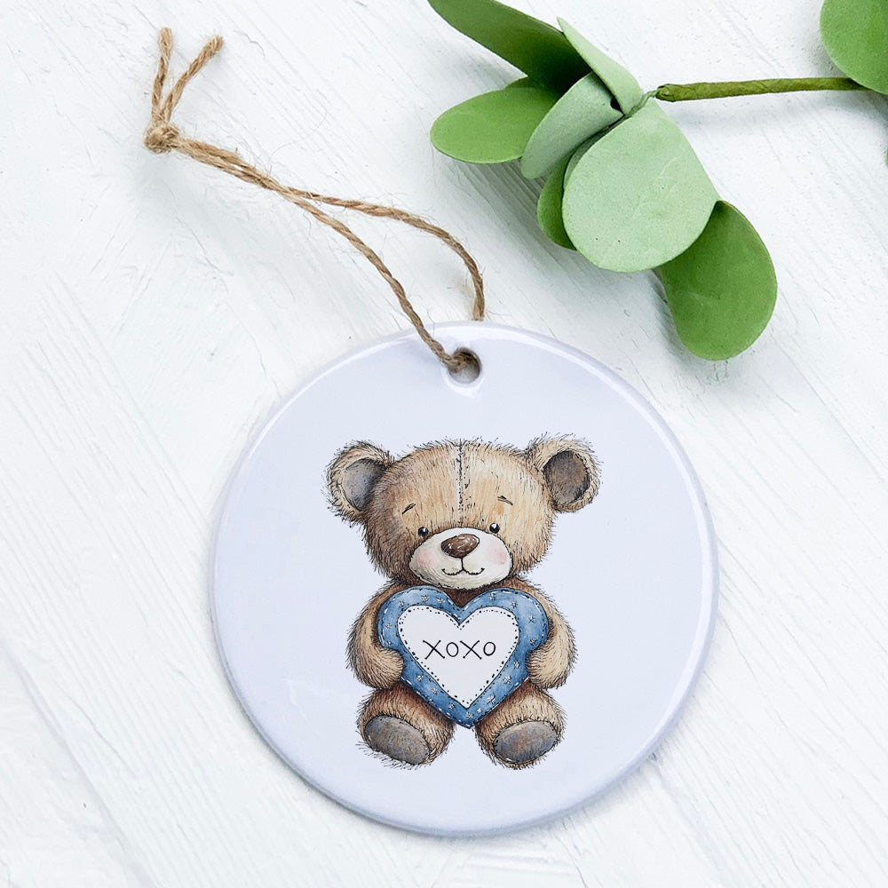 Denim Teddy Bear - Valentine's Day Ornament