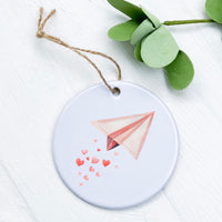 Paper Airplane - Valentine's Day Ornament