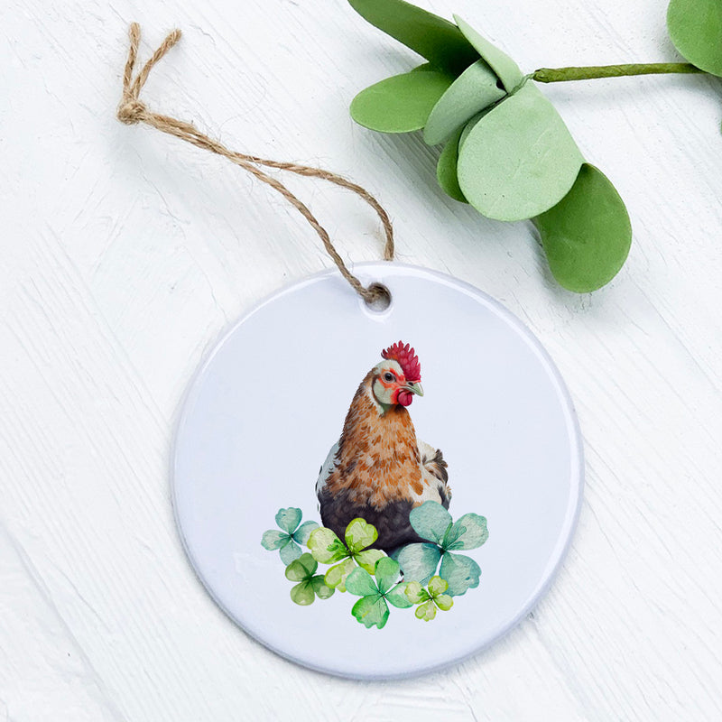 Chicken with Clovers - Ornament