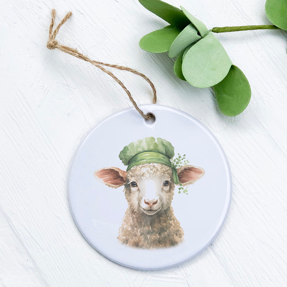 Lamb with Green Hat - St. Patrick's Day Ornament