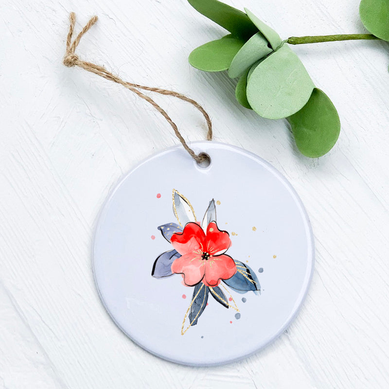 Red and Blue Flower - Ornament