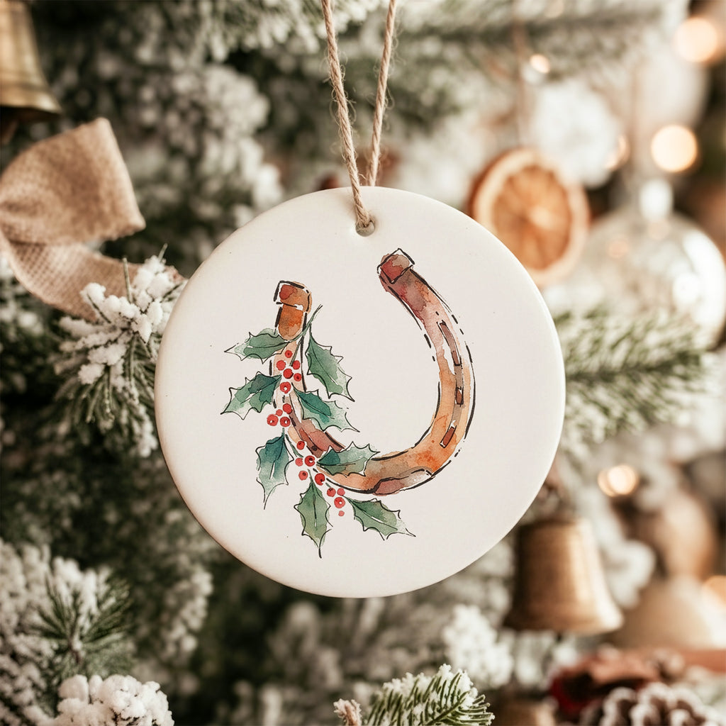Horseshoe with Holly - Ornament